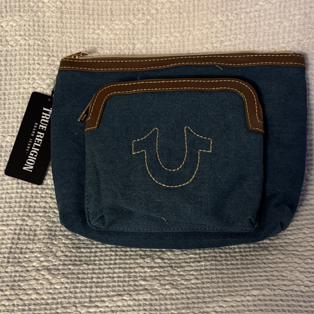 True Religion Denim and Brown Toiletry Bag